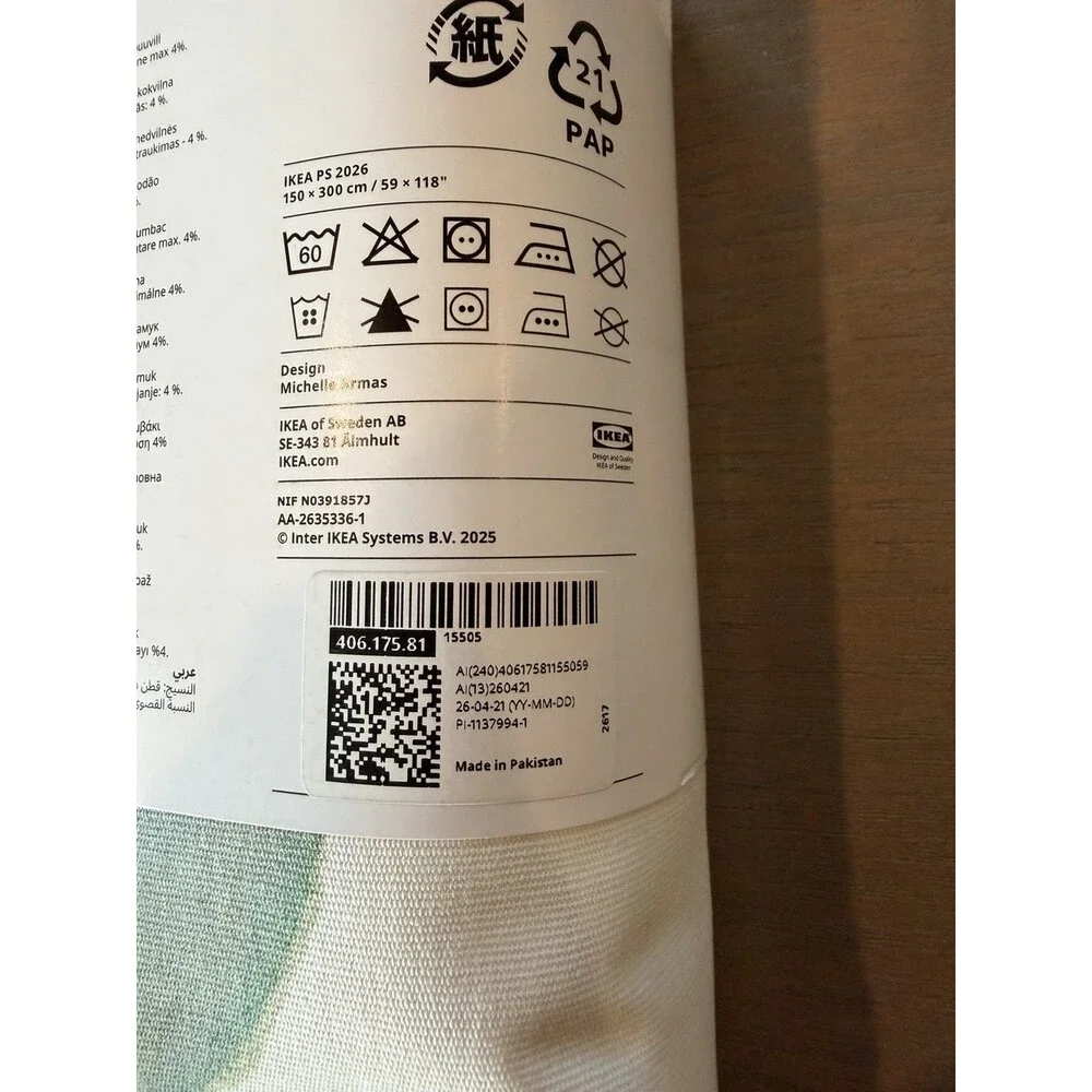 IKEA PS 2026 Pre-cut fabric NEW white/multicolor big pattern, 59x118  406.175.81
